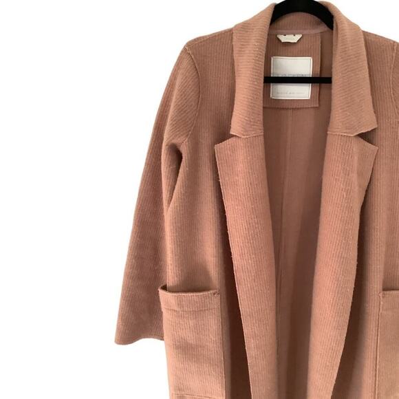 Sosken Studios Pink Size Small Open Front Ribbed Brushed Knit Heidi Overcoat - Picture 5 of 14